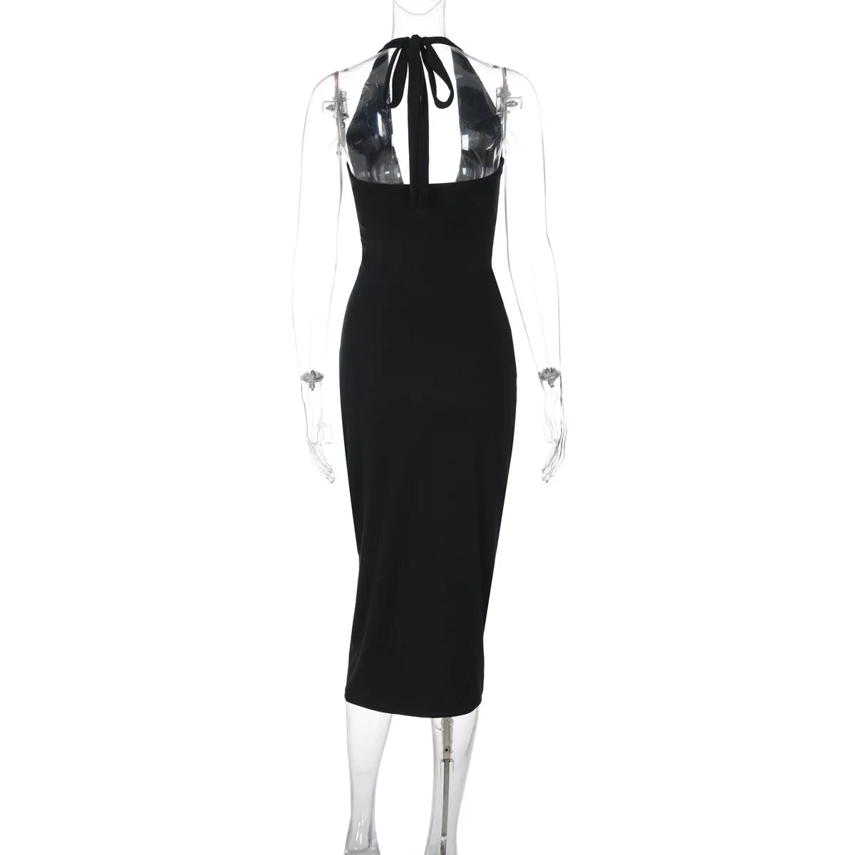Halter Neck V-Neck Backless Dress