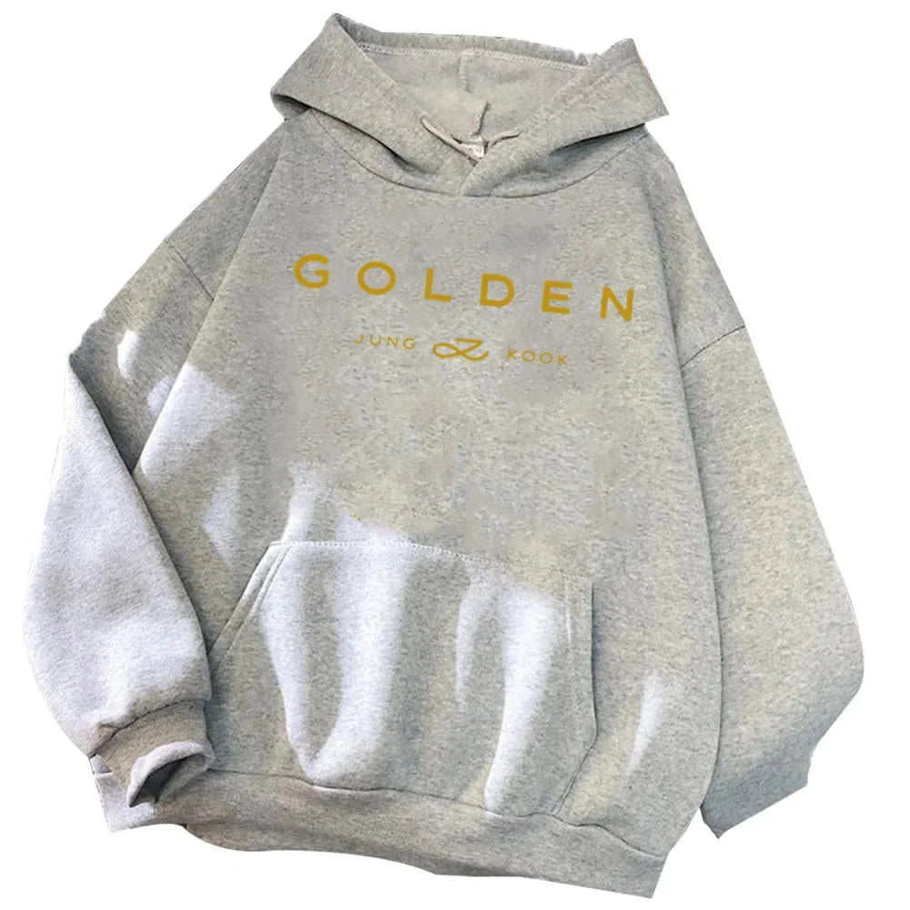 Jungkook Kpop Hoodie Vintage Sweatshirt Sudaderas Winter Warm Golden Album Merch Unisex Hoodies Man Woman