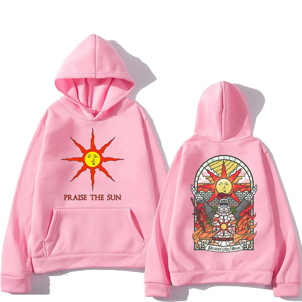 Dark Souls Praise the Sun Printed Men's and Women's Hoodies Fashion Casual Pullover Autumn and Winter Men's Loose Hoodies