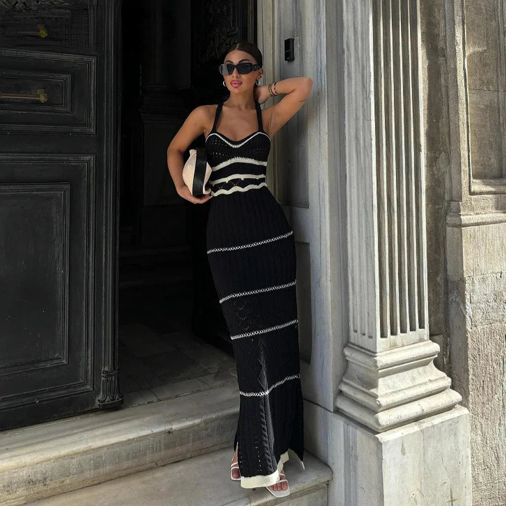 Striped Knit Midi Dress
