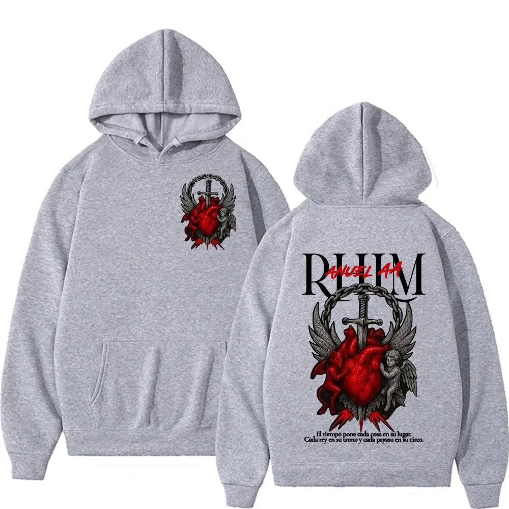 Graphic Hoodies Men's Clothing Oversized Hip Hop Gothic Long Sleeve Hoodie Comfort Sweatshirts