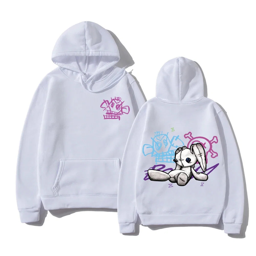 Hoodie Fashion Men Harajuku Anime Rabbit Monkey Hoodies Unisex Funny Cute Cartoon Bunny Pullovers Sweatshirts Hoodys