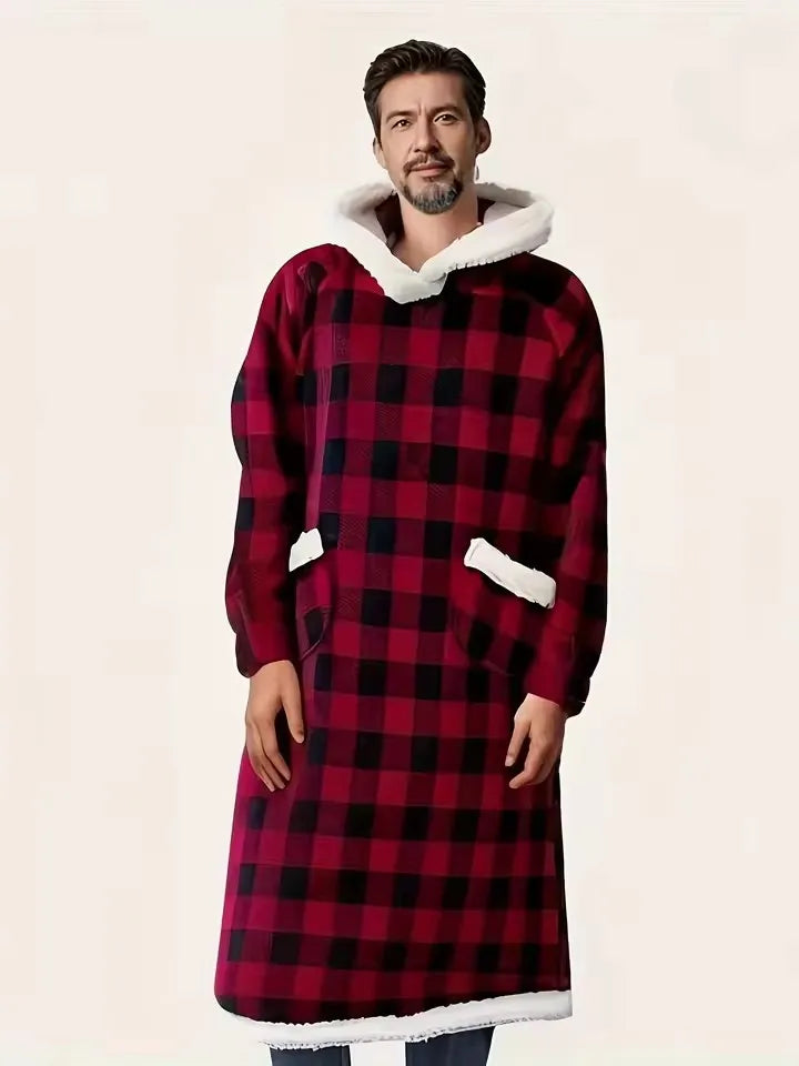 180cm Super Long Flannel Blanket Pyjamas with Sleeves Winter Hoodies Sweatshirt Women Men Pullover Fleece Giant Oversized Outd