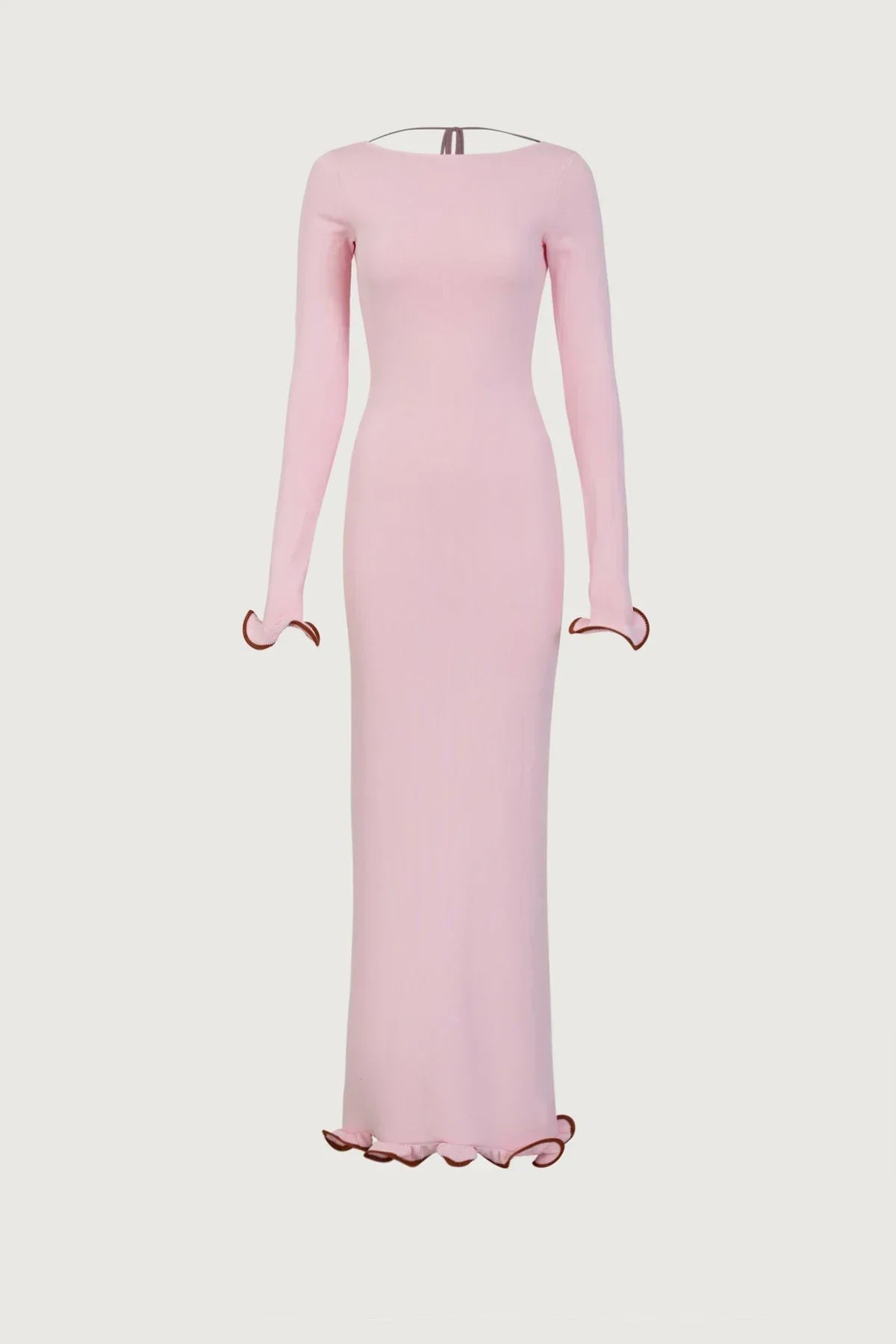Knit Midi Dress with Ruffle Trim