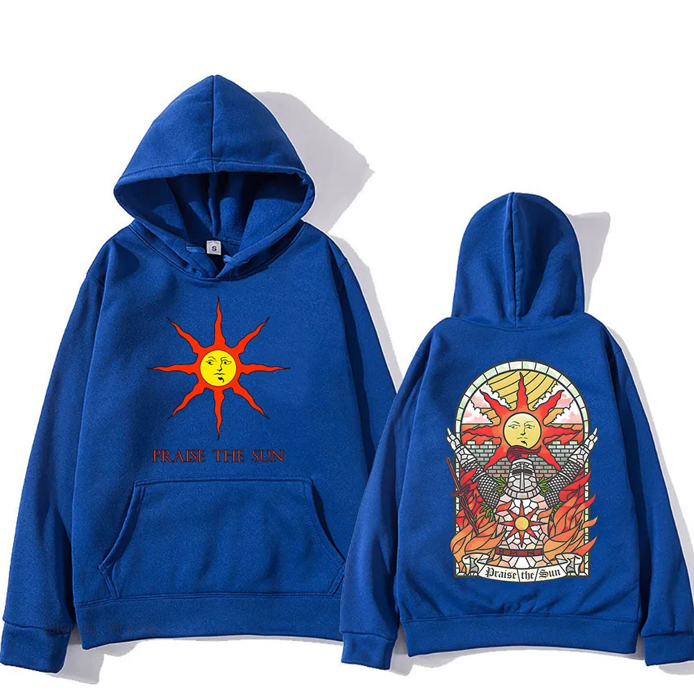Dark Souls Praise the Sun Printed Men's and Women's Hoodies Fashion Casual Pullover Autumn and Winter Men's Loose Hoodies