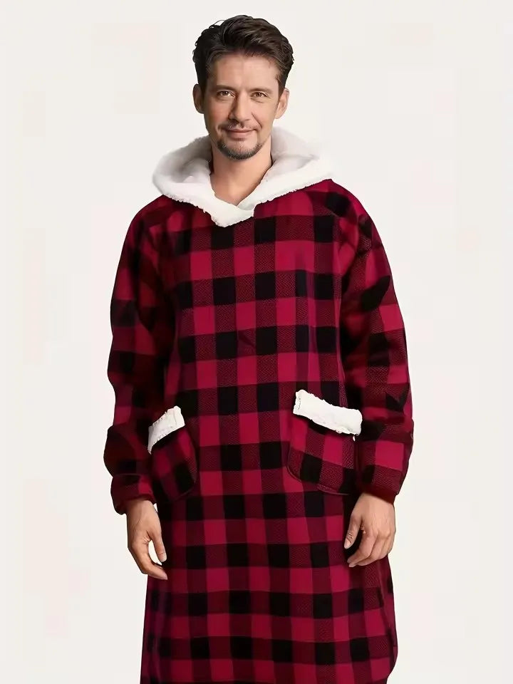 180cm Super Long Flannel Blanket Pyjamas with Sleeves Winter Hoodies Sweatshirt Women Men Pullover Fleece Giant Oversized Outd