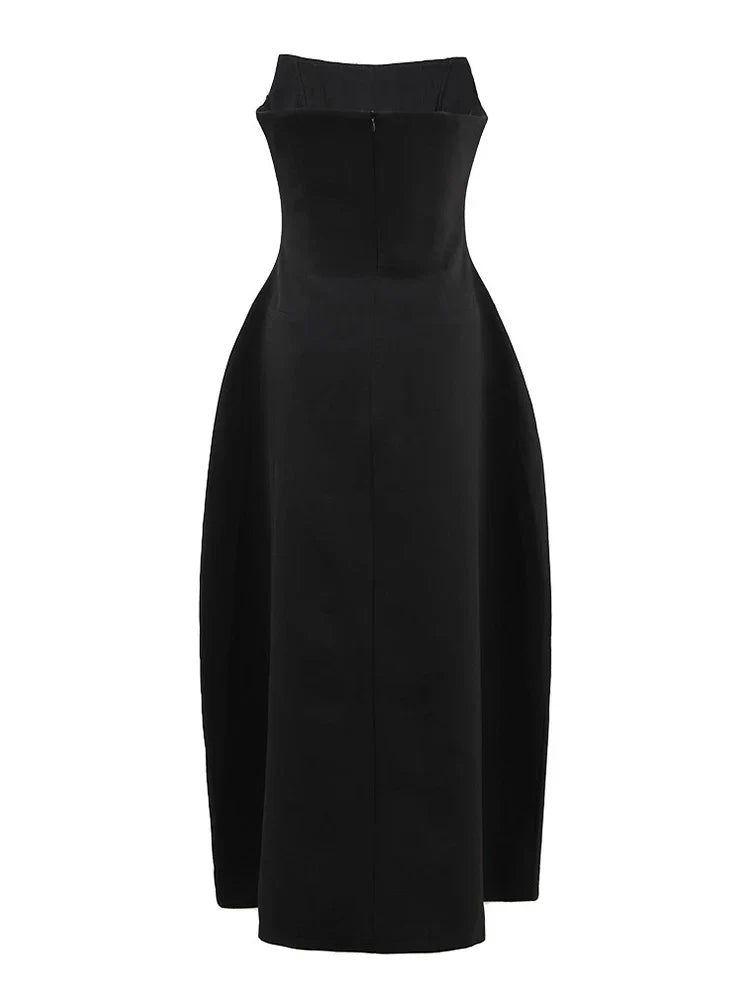 Diamonds Black Crystal Pearl Mini | Midi Dress