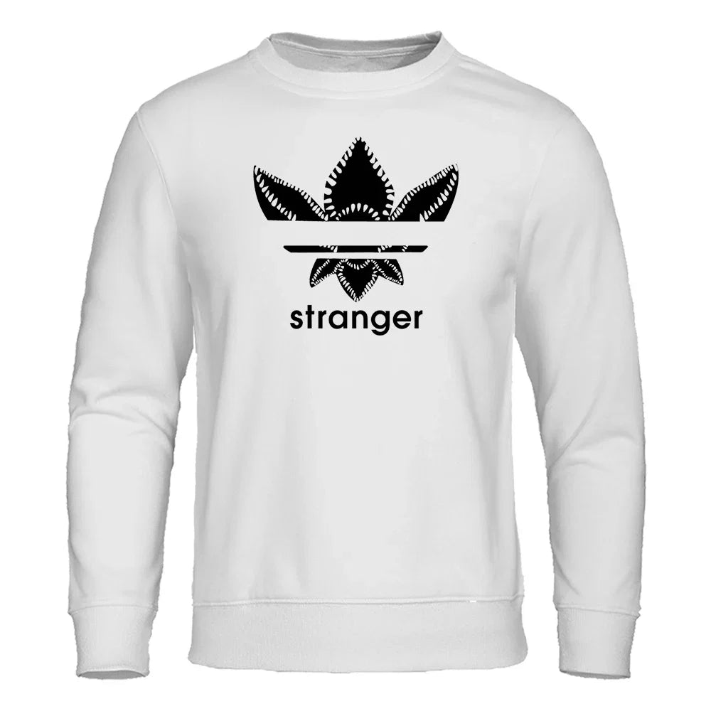 Funny Stranger Floral Pattern Printed Hoodies Mens Letter Style Streetwear Fashion Loose Street Hoody Fleece Pullover Men Hoodie