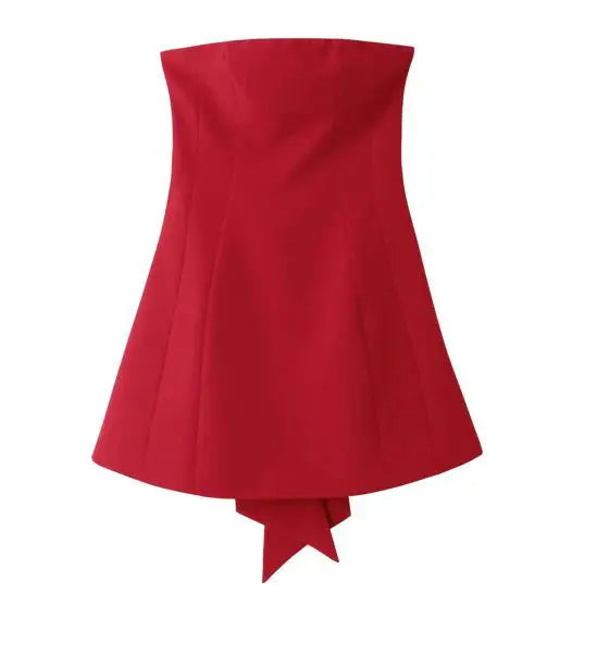 Red Strapless Short Tight Backless Party Dress