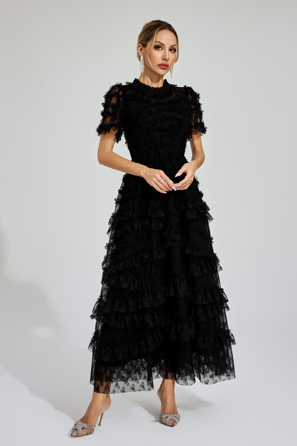 Saroyan Black Floral Midi Dress