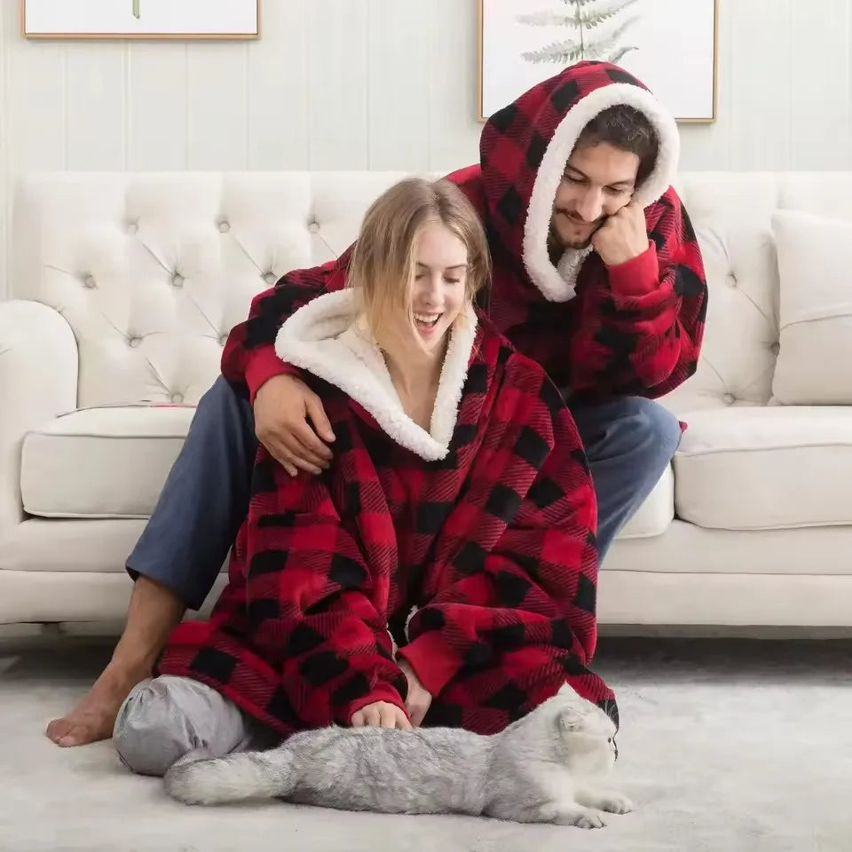 180cm Super Long Flannel Blanket Pyjamas with Sleeves Winter Hoodies Sweatshirt Women Men Pullover Fleece Giant Oversized Outd