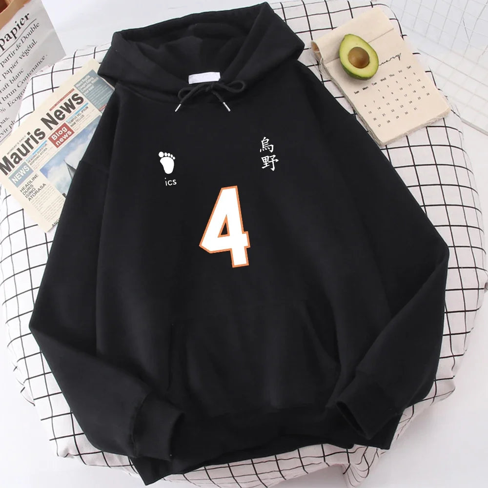 Haikyuu Number 1-12 Printed Hooded Men Women Hoodies Plus Size Sweatshirt Harajuku Long Sleeve Unisex Streetwear Tops