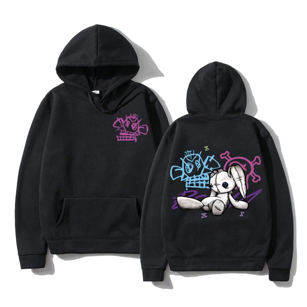 Hoodie Fashion Men Harajuku Anime Rabbit Monkey Hoodies Unisex Funny Cute Cartoon Bunny Pullovers Sweatshirts Hoodys