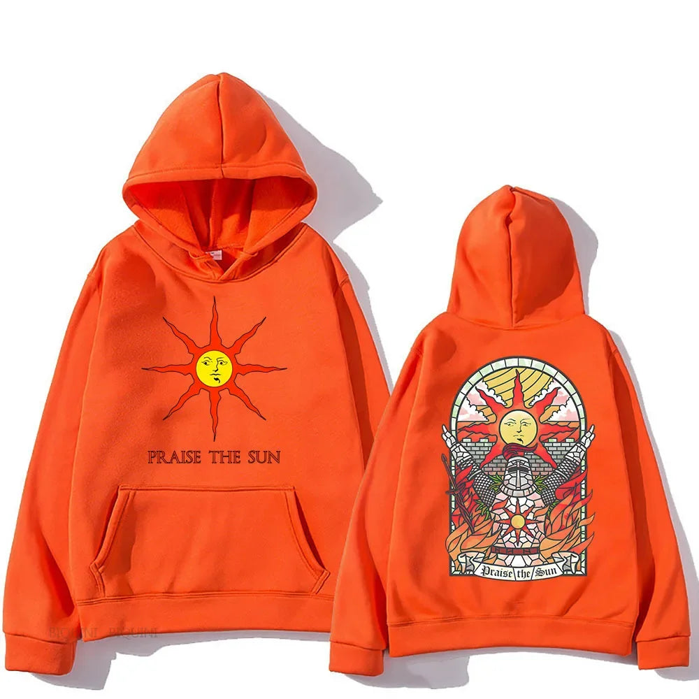 Dark Souls Praise the Sun Printed Men's and Women's Hoodies Fashion Casual Pullover Autumn and Winter Men's Loose Hoodies
