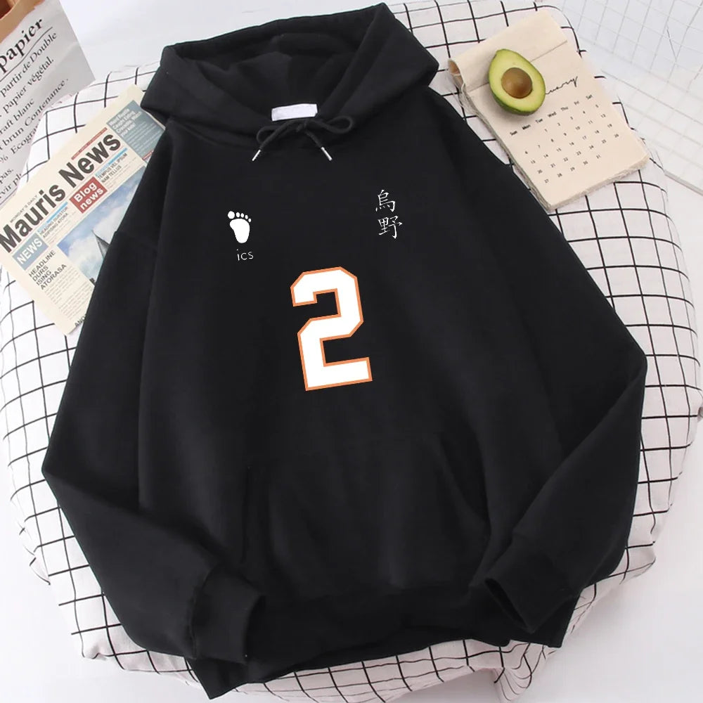 Haikyuu Number 1-12 Printed Hooded Men Women Hoodies Plus Size Sweatshirt Harajuku Long Sleeve Unisex Streetwear Tops
