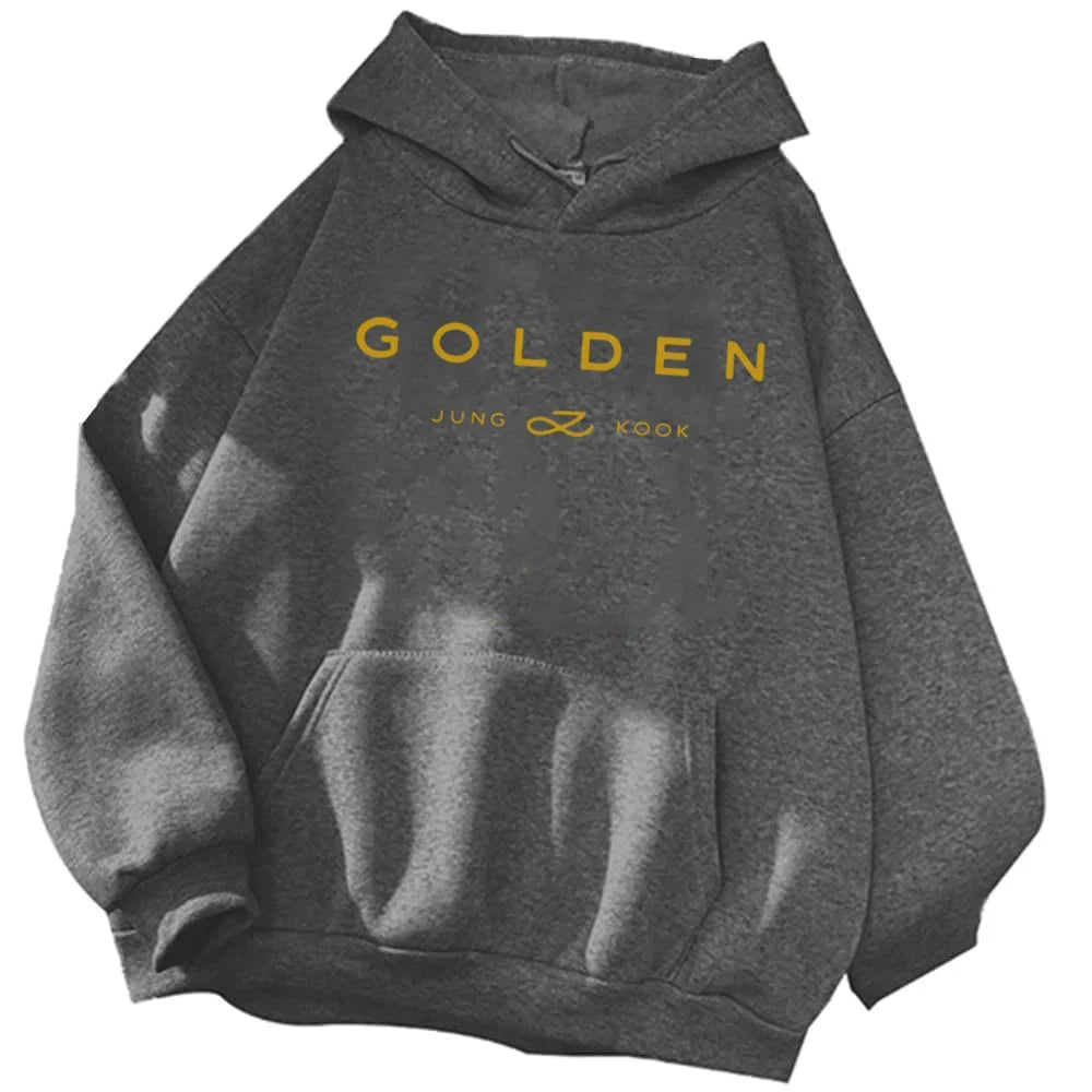 Jungkook Kpop Hoodie Vintage Sweatshirt Sudaderas Winter Warm Golden Album Merch Unisex Hoodies Man Woman