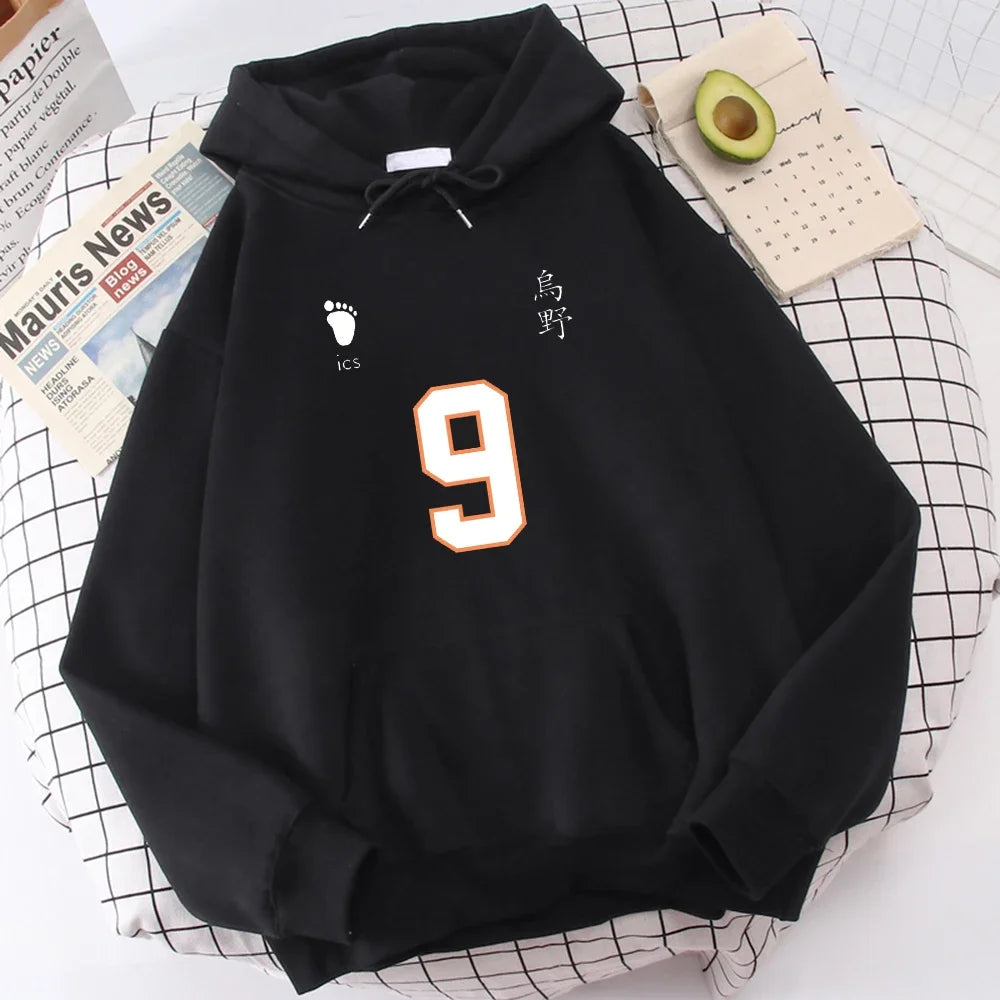 Haikyuu Number 1-12 Printed Hooded Men Women Hoodies Plus Size Sweatshirt Harajuku Long Sleeve Unisex Streetwear Tops
