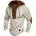 Spring Autumn Men's Pullover Hooded T-shirts Sweatshirt Lace Sports Long Sleeve Folded Casual Clothes Hoodies For Male Tees Tops
