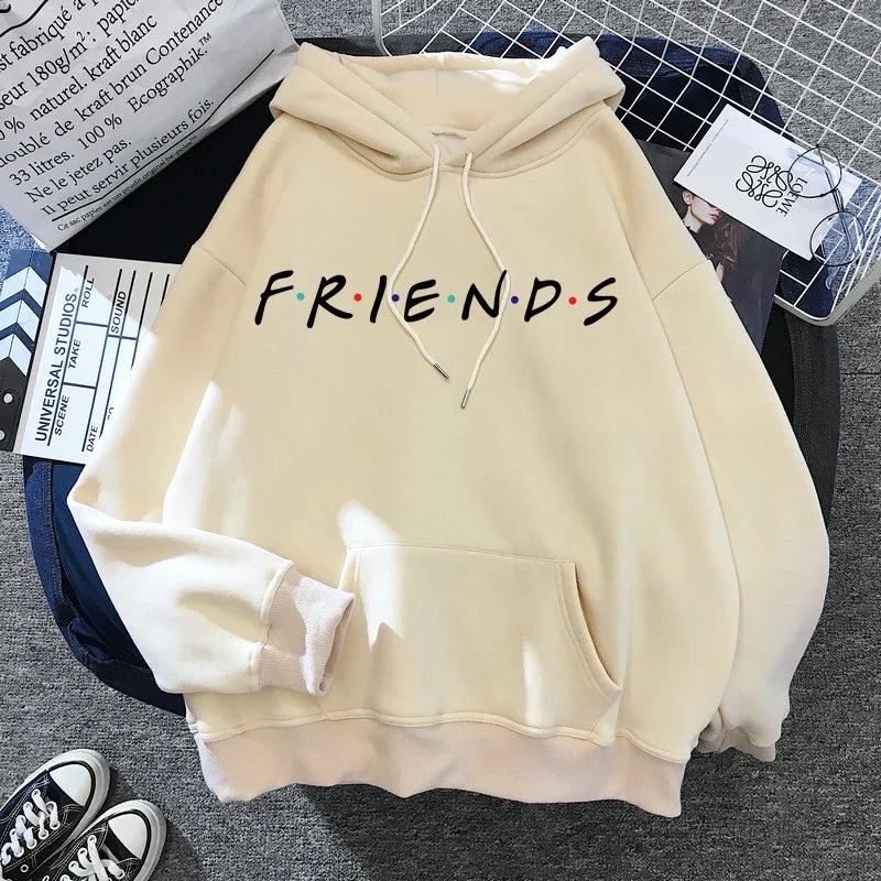 Women Funny Cartoon Friends Black Hoodies Friends Tv Show Harajuku Ullzang Graphic Sweatshirt Vintage Letter Y2k Hoody Female