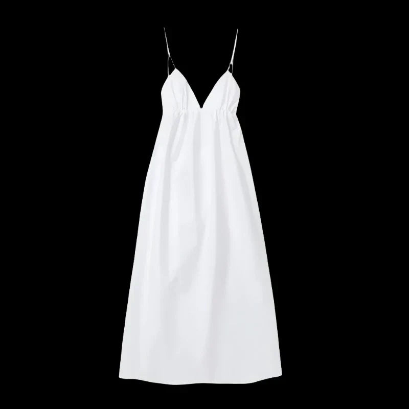 Backless Midi Dress Camisole Chic V-Neck & Easy Fit