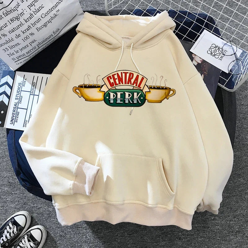 Women Funny Cartoon Friends Black Hoodies Friends Tv Show Harajuku Ullzang Graphic Sweatshirt Vintage Letter Y2k Hoody Female