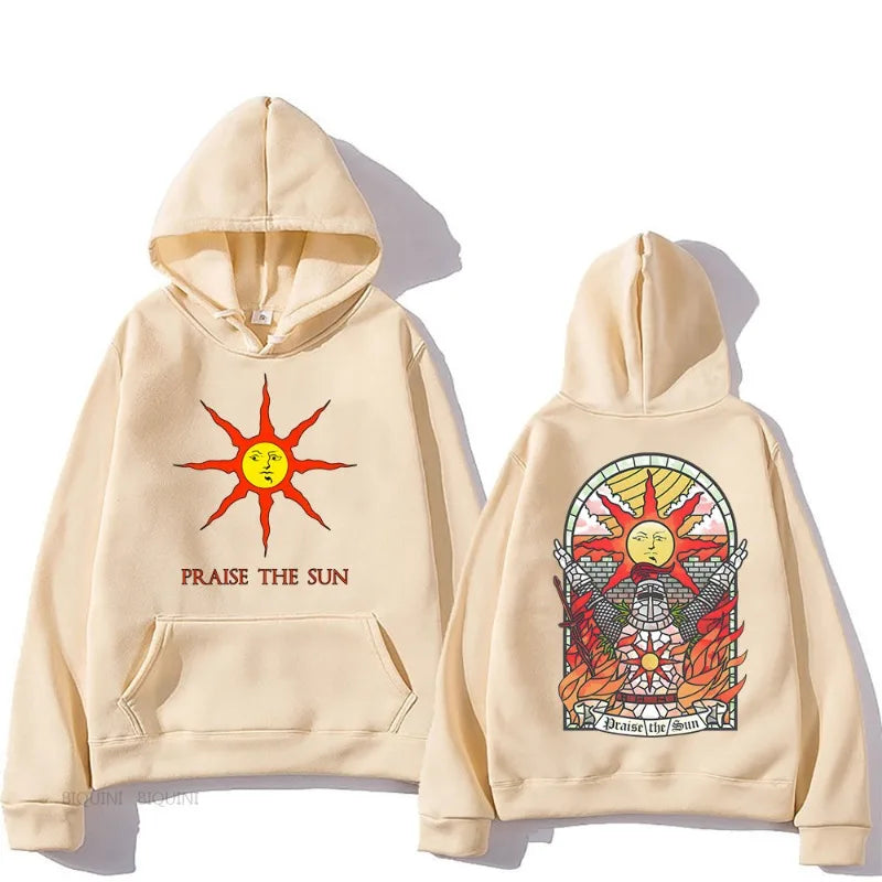 Dark Souls Praise the Sun Printed Men's and Women's Hoodies Fashion Casual Pullover Autumn and Winter Men's Loose Hoodies
