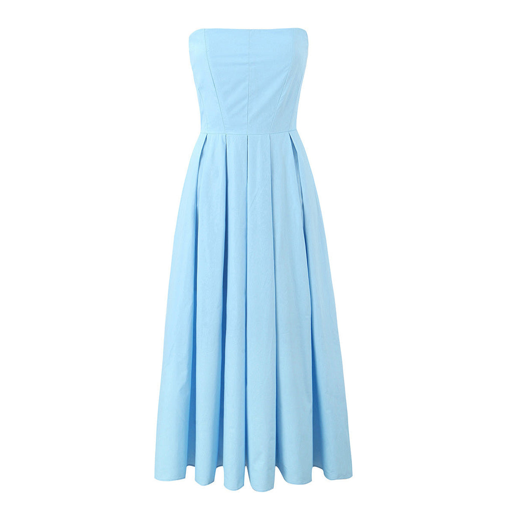 Wear High Grade Boning Corset Tube Top Dress Slim Fit Backless Midi Dress