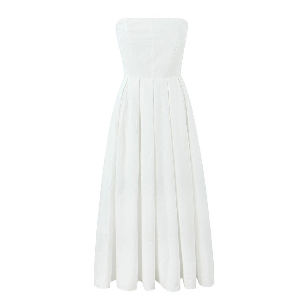 Wear High Grade Boning Corset Tube Top Dress Slim Fit Backless Midi Dress