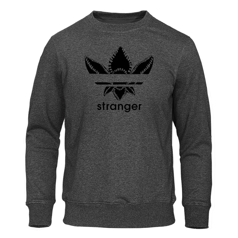 Funny Stranger Floral Pattern Printed Hoodies Mens Letter Style Streetwear Fashion Loose Street Hoody Fleece Pullover Men Hoodie