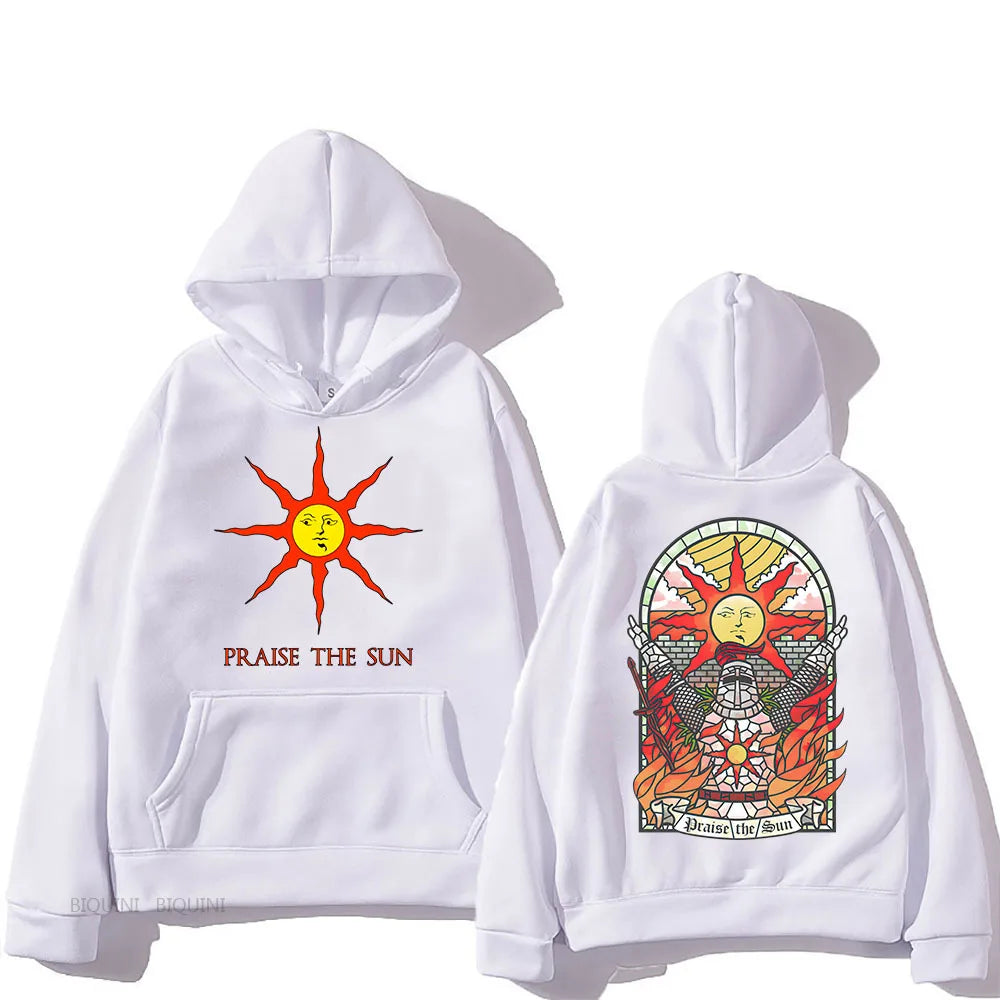 Dark Souls Praise the Sun Printed Men's and Women's Hoodies Fashion Casual Pullover Autumn and Winter Men's Loose Hoodies