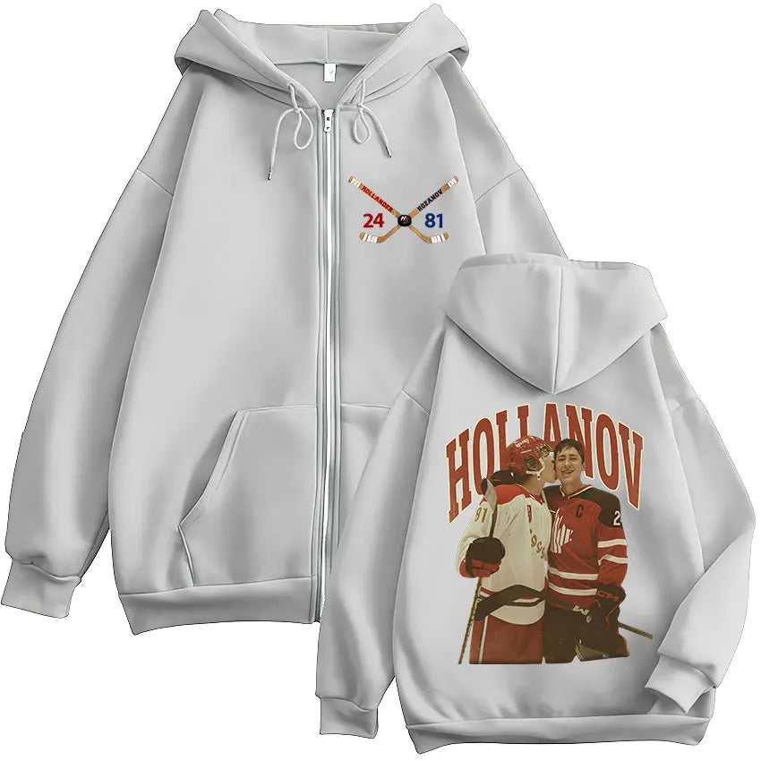 Heated Rivalry Shane Hollander? Ilya Rozanov Hollanov 24 81 Merch Zipper Hoodies Men Women Zip Up Sweatshirts Long Sleeve Jacket