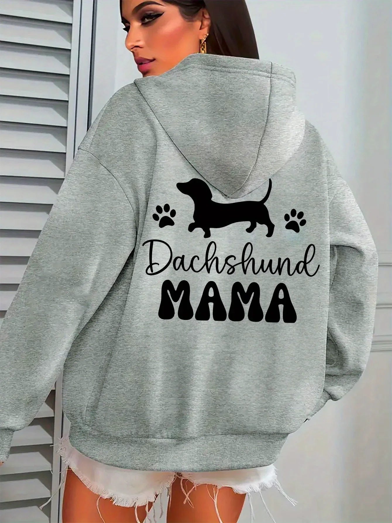 Dachshund Mama Funny Dog Printing Female Hoody Harajuku Round Neck Clothes Fashion Soft Long Sleeve Hooded Autumn Warm Hoodies