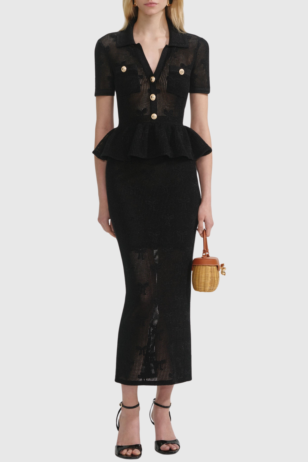 Timoto Crochet Ruffle Midi Dress