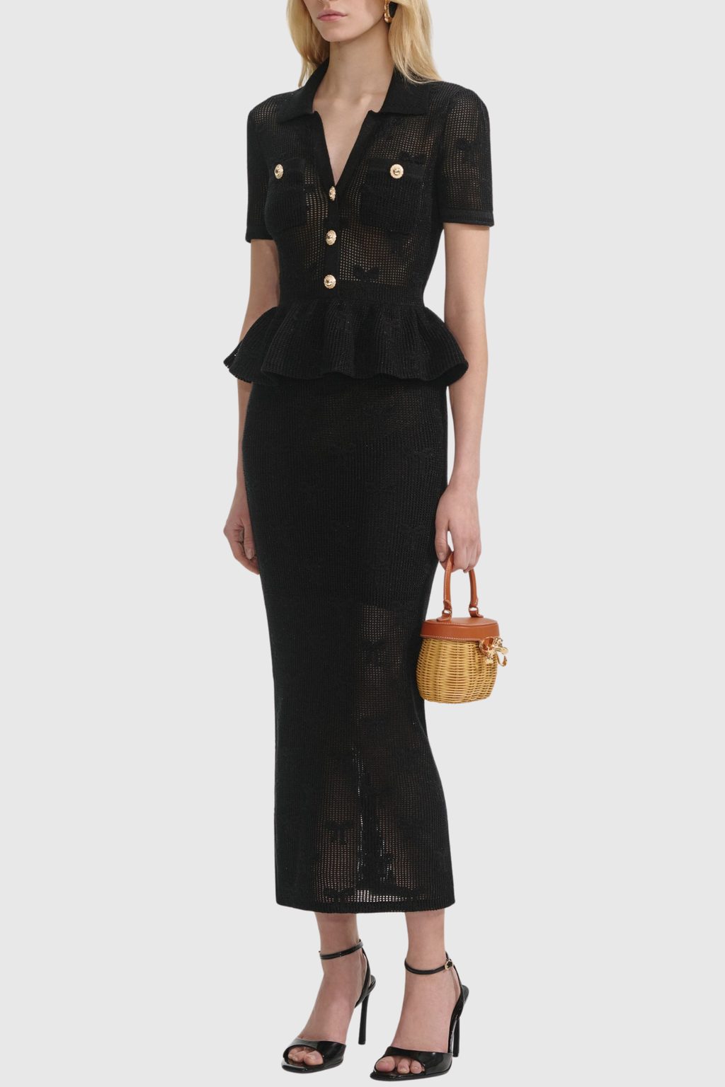 Timoto Crochet Ruffle Midi Dress