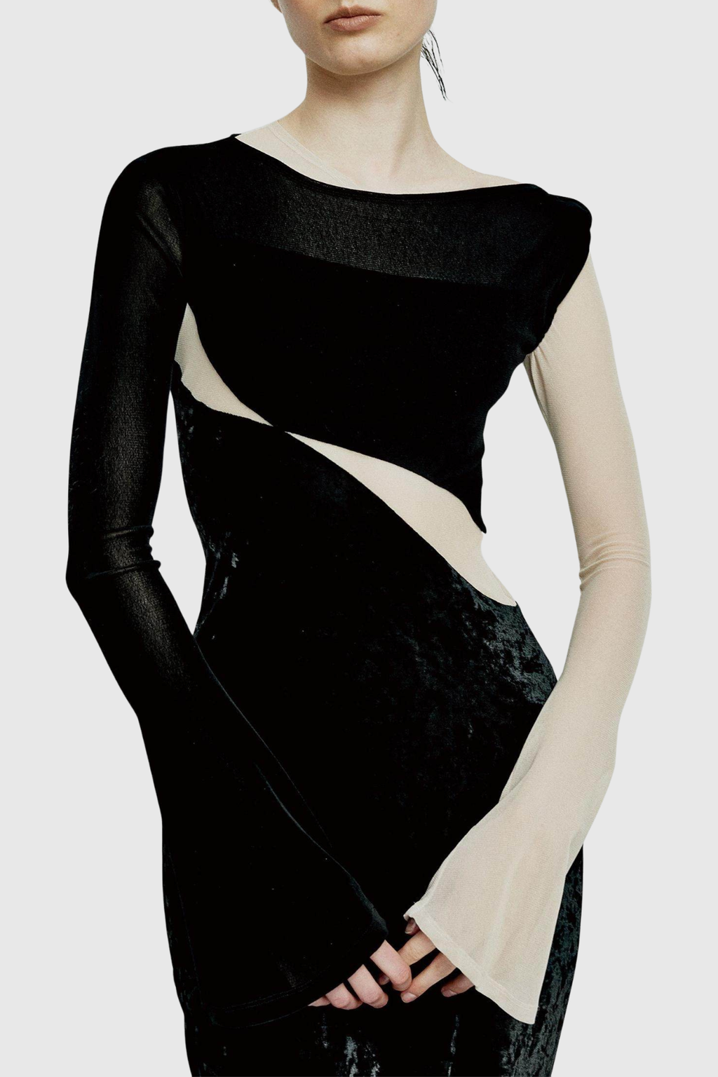 Trumya Velvet Asymmetric Midi Dress
