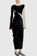 Trumya Velvet Asymmetric Midi Dress