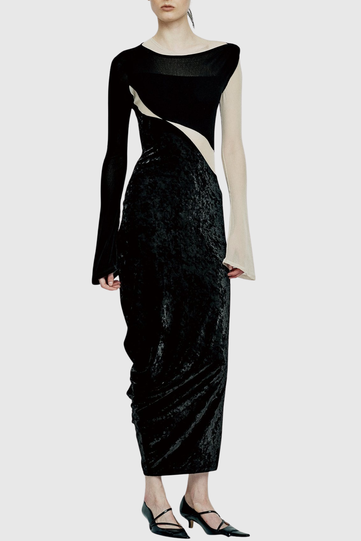 Trumya Velvet Asymmetric Midi Dress