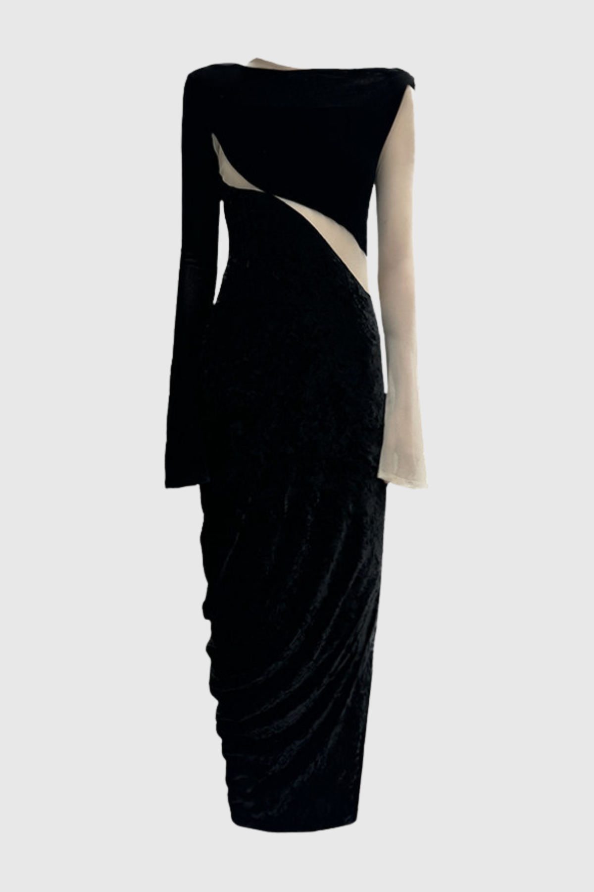 Trumya Velvet Asymmetric Midi Dress