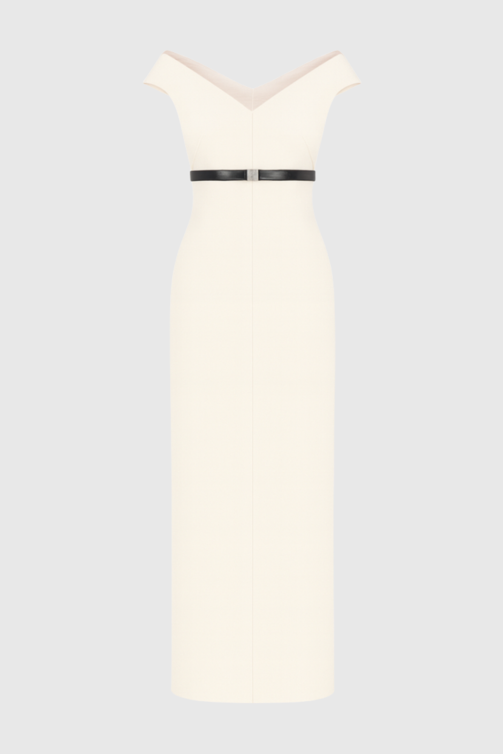 Vered Off Shoulder Belted Midi Dress - Beige