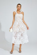 Waters White Lace Illusion Midi Dress