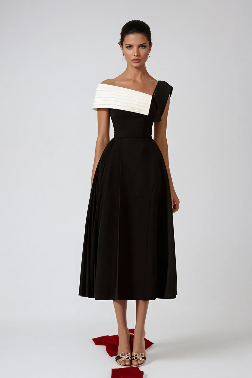Ya Asymmetric Lapel Midi Dress