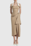Yarin Collar Draped Midi Dress