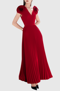 Yarra Rose Pleated Midi Dress - Red