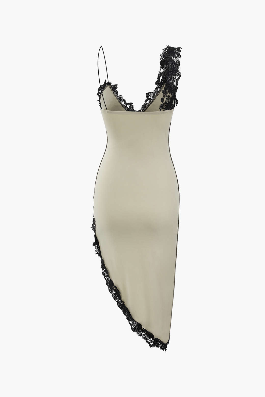 Asymmetric Lace Panel Midi Dress