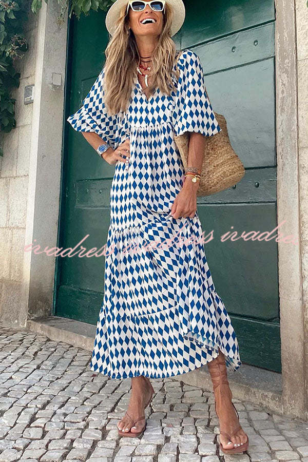 Fabulous Time Puff Sleeve Tiered Midi Dress