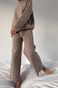 Knitted Solid Color Loose Casual Suit