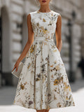Sleeveless Belted Floral Midi Dress