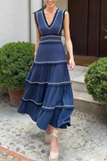Temperamental and Mature V-neck Tassel Dress