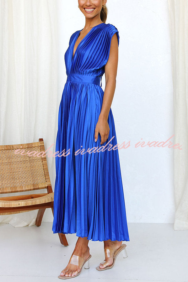 Hello Gorgeous Satin Pleated Midi Dress