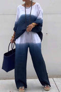 Women's Cotton and Linen Gradient Two-piece Set
